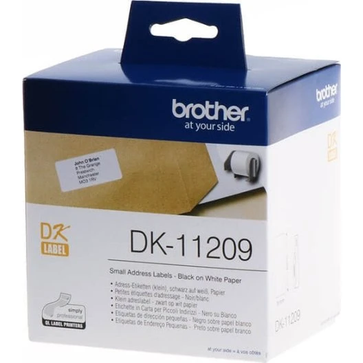 Brother DK-11209 etiketter 29×62 mm, 800 stk, sort på hvid