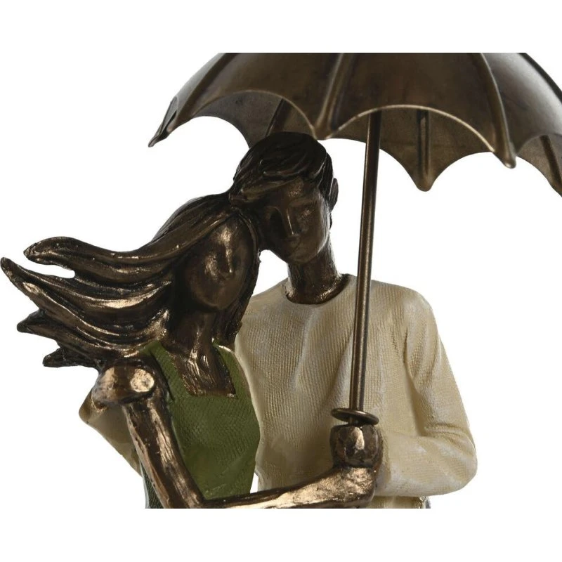 Dekorativ figur - Par under paraply, grøn/gylden 25,5 cm