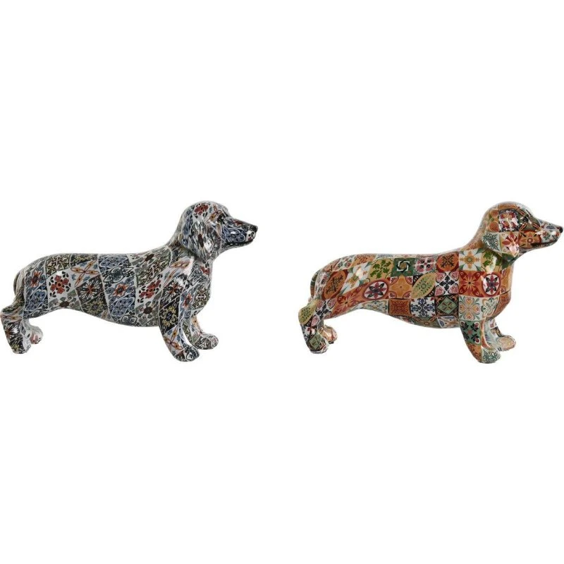 Dekorativ multifarvet hund – 2 stk, Middelhavs-stil 21×6×12 cm