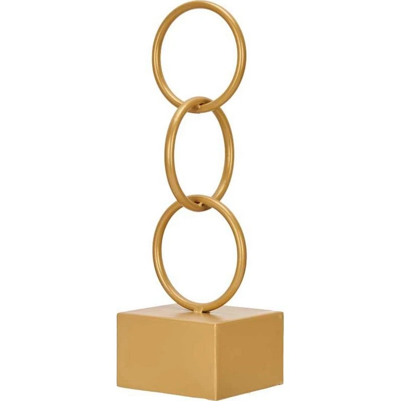 Dekorativ figur i gylden metal - Ringe 12,5x40,5x12,5 cm