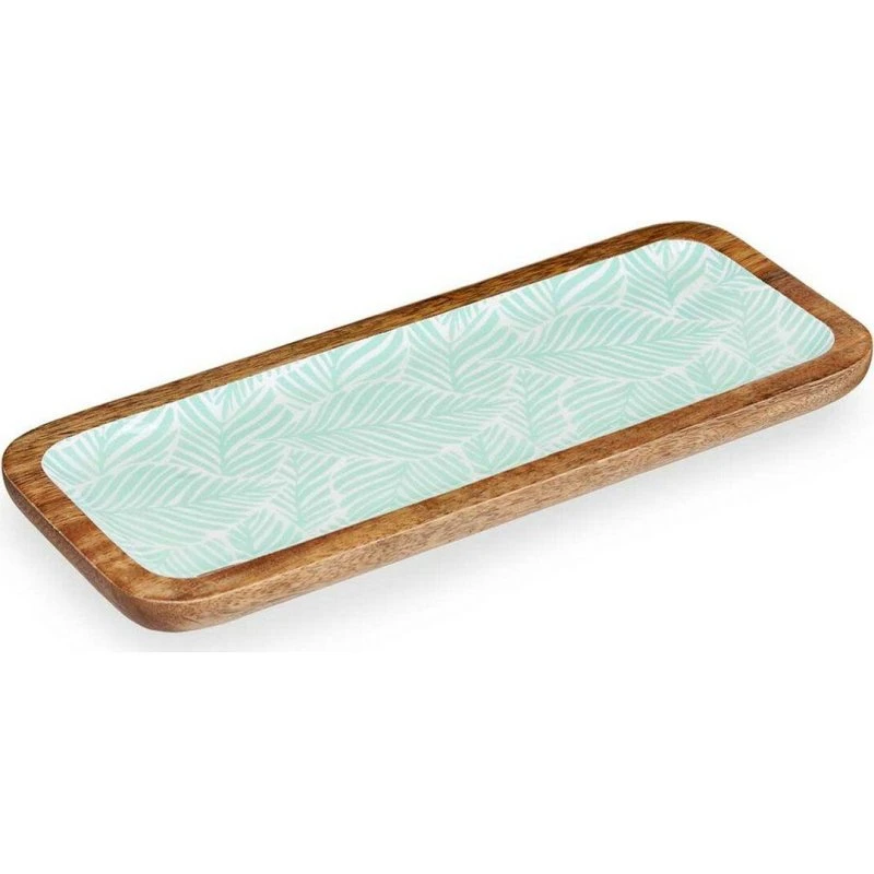 Borddekoration bladmotiv i harpiks og mangotræ 38×15 cm