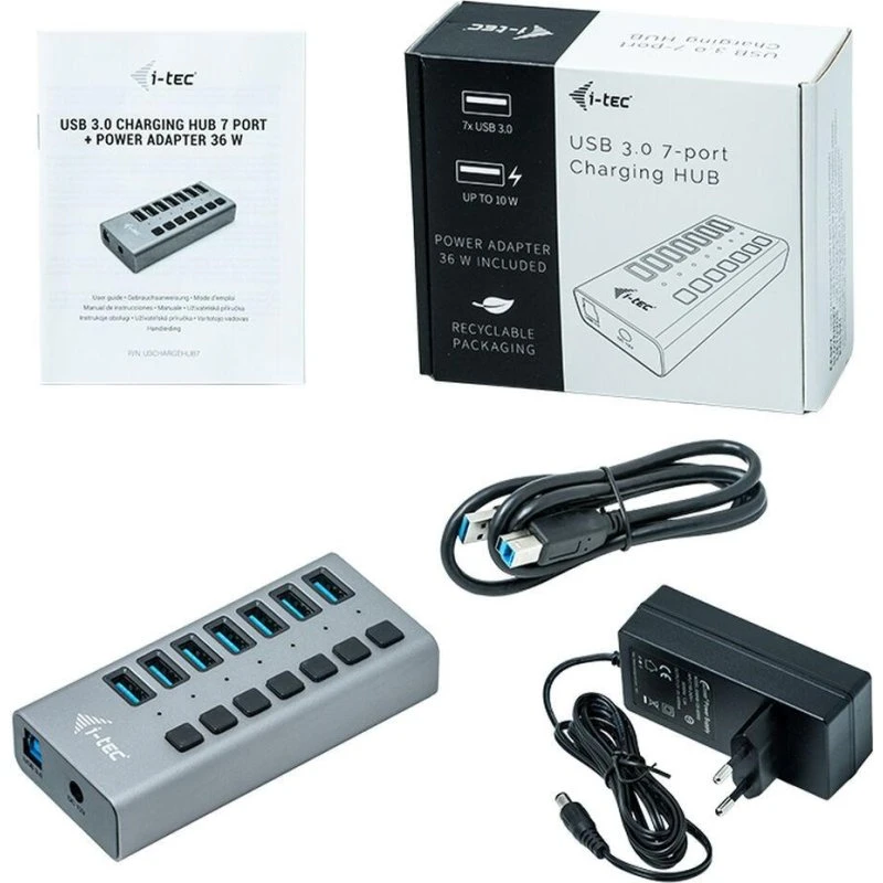 i-Tec USB 3.0 Charging Hub 7 porte, 36W – grå