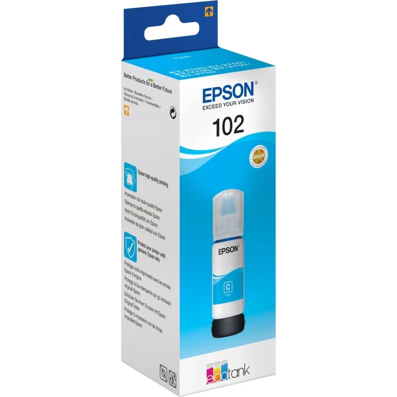 Epson 102 Cyan 70 ml – original blæk til EcoTank