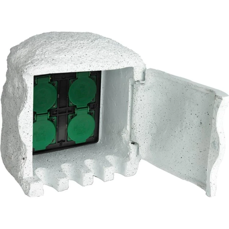 Udendørs vandtæt stikdåse 4 udtag – resin, hvid