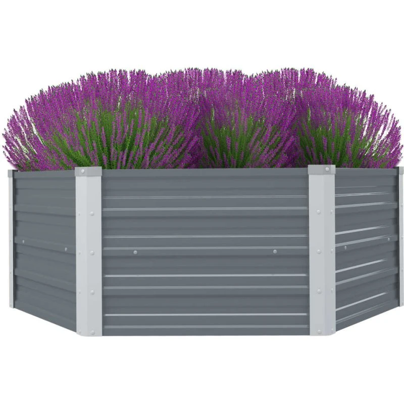 Hævet sekskantet havekasse 129×129×46 cm – galvaniseret stål
