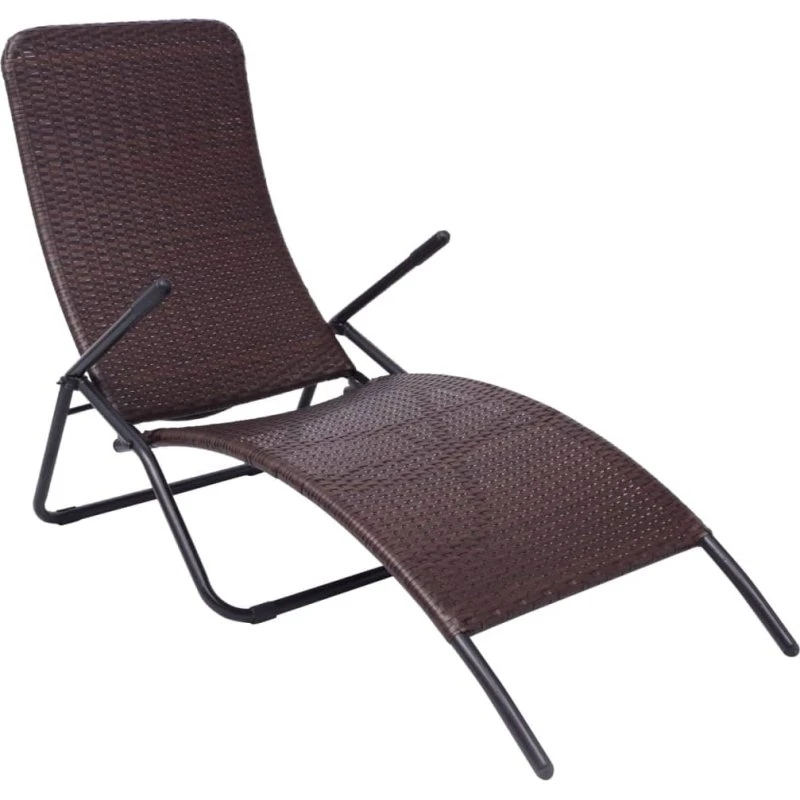 Foldbar liggestol i brun polyrattan