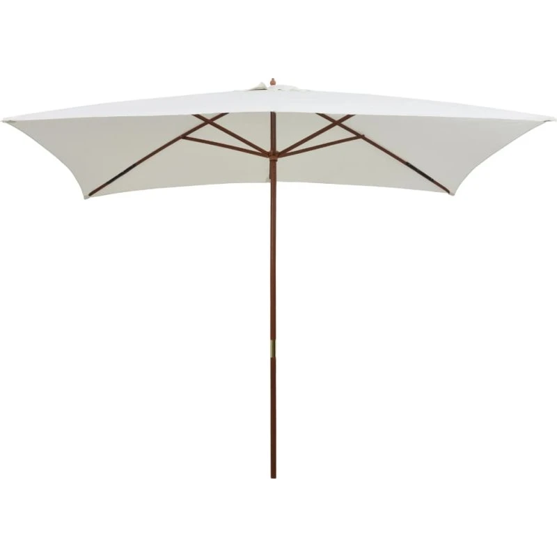 Parasol 200x300 cm med træstang - cremehvid