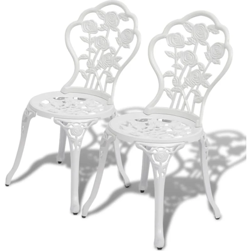 Bistrostole 2 stk. i hvidt støbt aluminium