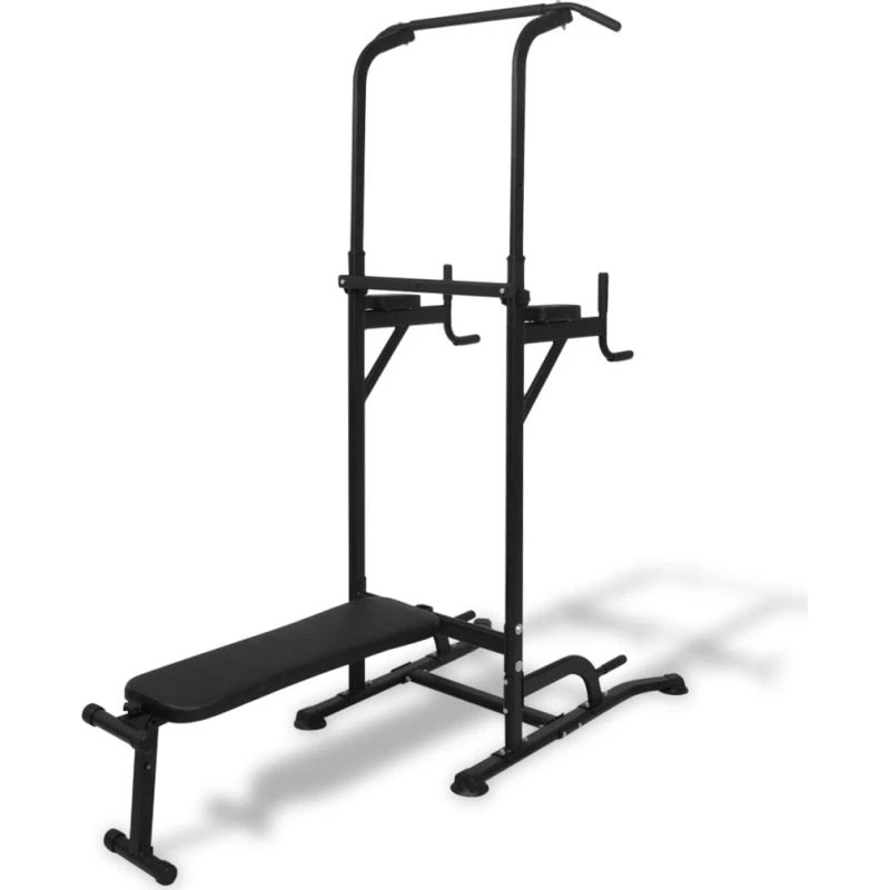 Multifunktionelt styrketårn med sit-up bænk – justerbart