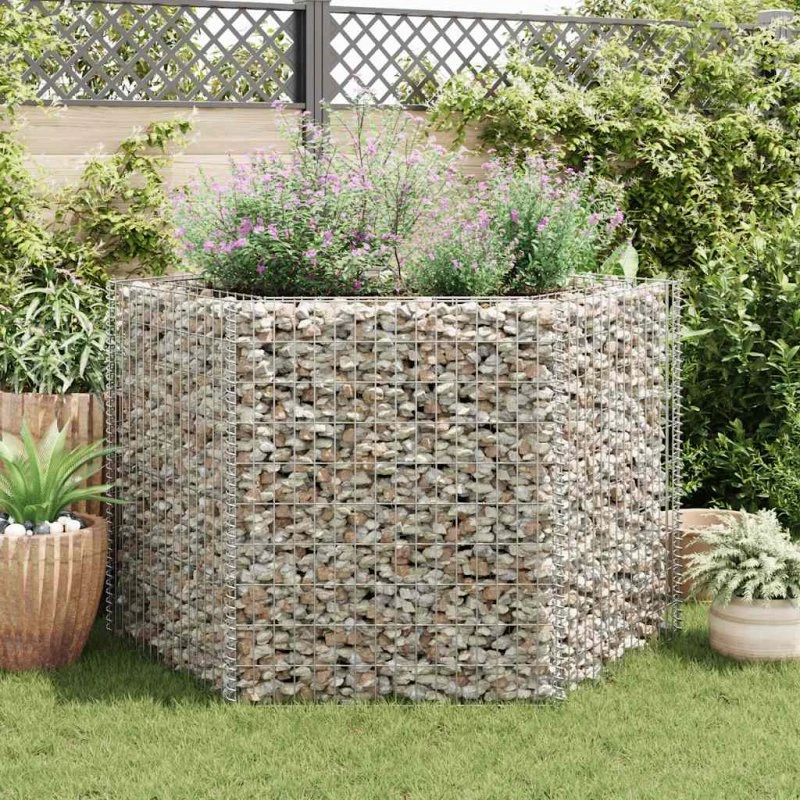 Sekskantet gabion-højbed 160×134×100 cm, galvaniseret