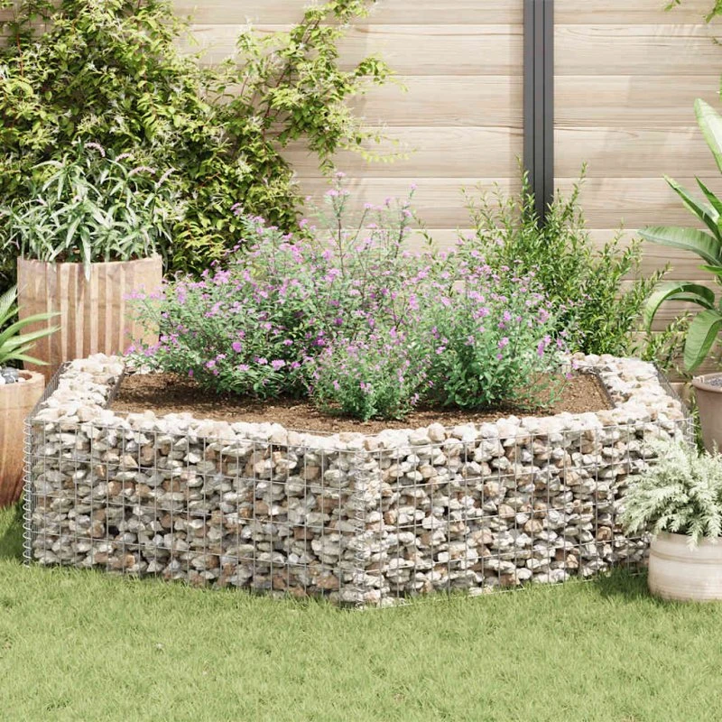 Sekskantet gabion-højbed 200x173x40 cm - galvaniseret stål