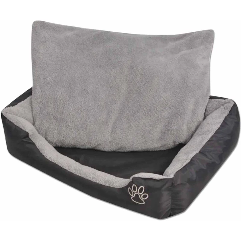 Hundeseng L med polstret hynde, sort - skridsikker