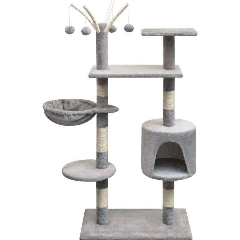 Kradsetræ til katte 125 cm i grå plys med sisal