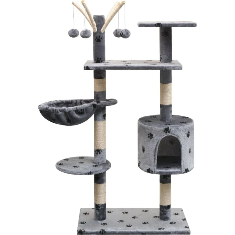 Kradsetræ til katte 125 cm med sisal og poteprint - Grå