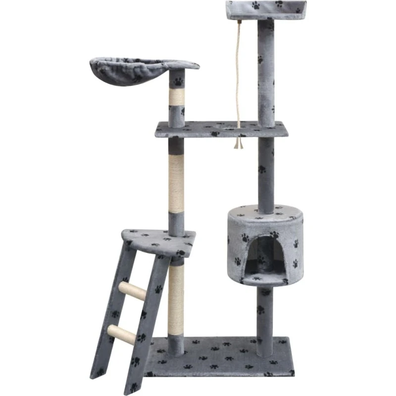 Kradsetræ 150 cm med sisal og poteprint, grå