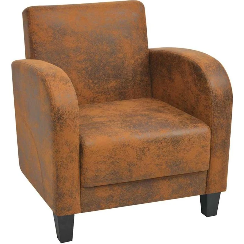 Retro lænestol i imiteret ruskind, brun