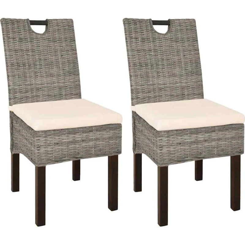 Spisebordsstole 2 stk. Kubu-rattan med mangotræsramme