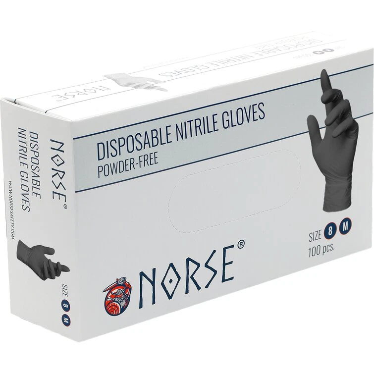NORSE Nitrilhandsker Engang, Sort, 100 stk (pudderfri)
