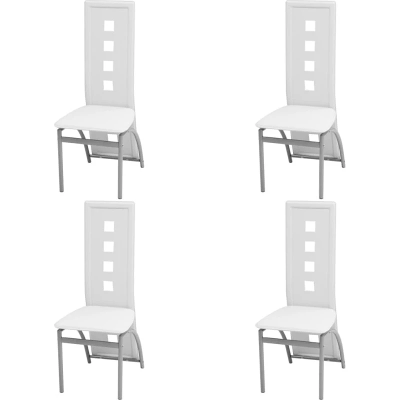Spisebordsstole 4 stk. hvidt kunstlæder & stål