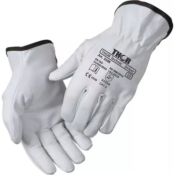 Thor Driver gedeskindshandske str.10 natur med sort overhånd