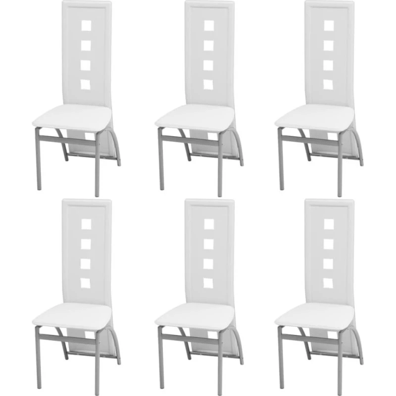 Spisebordsstole 6 stk. i hvidt kunstlæder og stål
