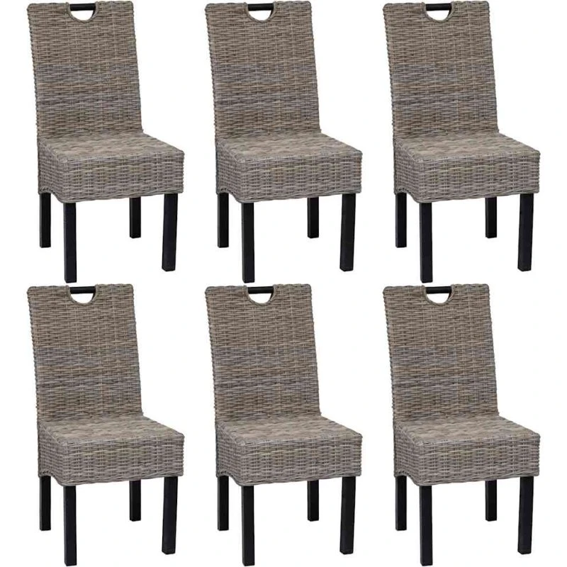 Spisebordsstole 6 stk. Kubu-rattan med mangotræstel