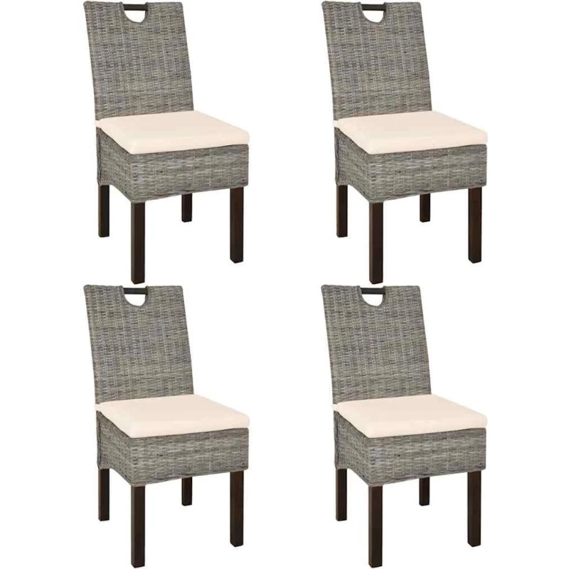 Spisebordsstole 4 stk. Kubu-rattan med mangotræ