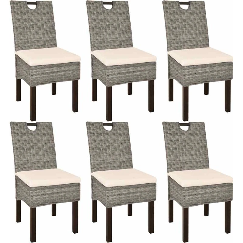 Spisebordsstole 6 stk. Kubu-rattan - Mangotræ