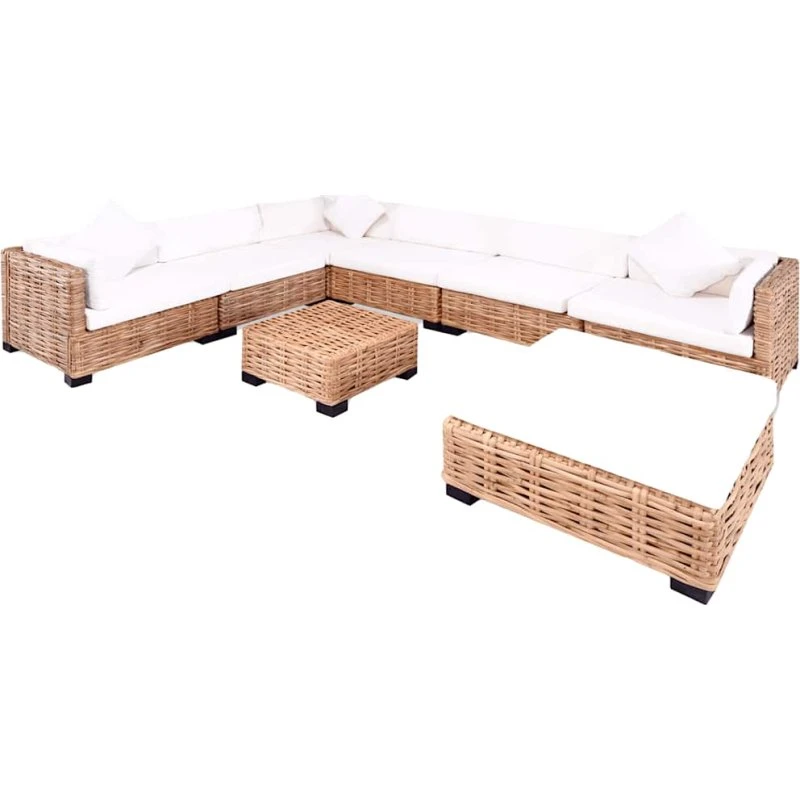 Sofasæt 27 dele i naturlig rattan