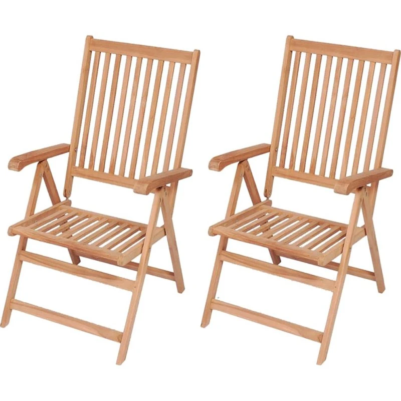 Havelænestole 2 stk. i massivt teaktræ (foldbare)