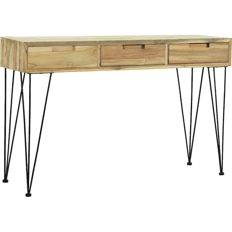 Konsolbord i massivt genbrugs-teak 120x35x76 cm