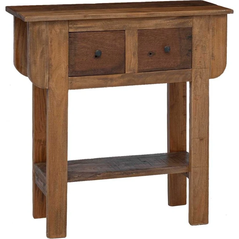 Konsolbord i genbrugstræ 80x35x80 cm, 2 skuffer