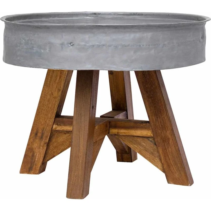 Sofabord 60x45 cm i blandet genbrugstræ, sølvfarvet