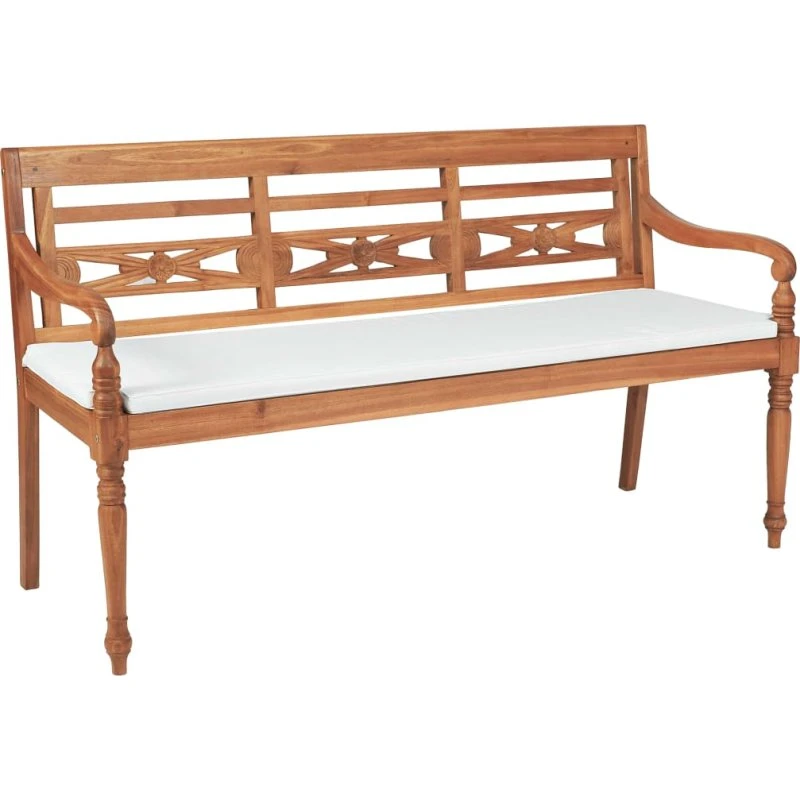 Batavia teakbænk 150 cm med hynder