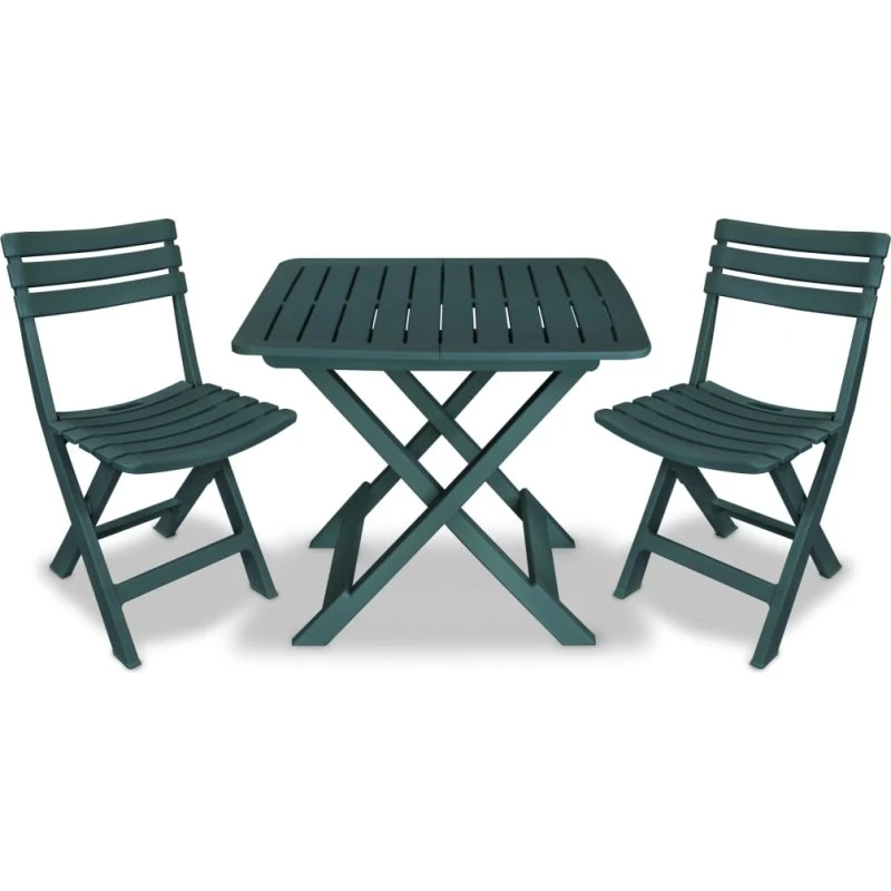 Foldbart bistrosæt 3 dele i grøn plastik