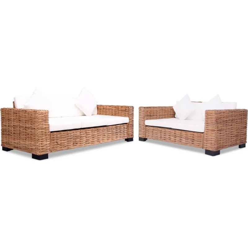 Sofasæt i naturlig rattan 15 dele (2+3-personers)