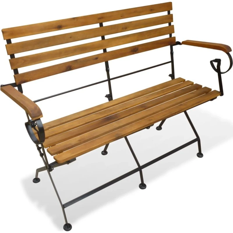 Foldbar havebænk i massivt akacietræ 112 cm