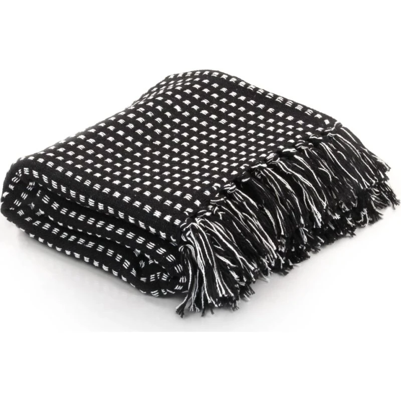 Plaid 220x250 cm i 100% bomuld – sort