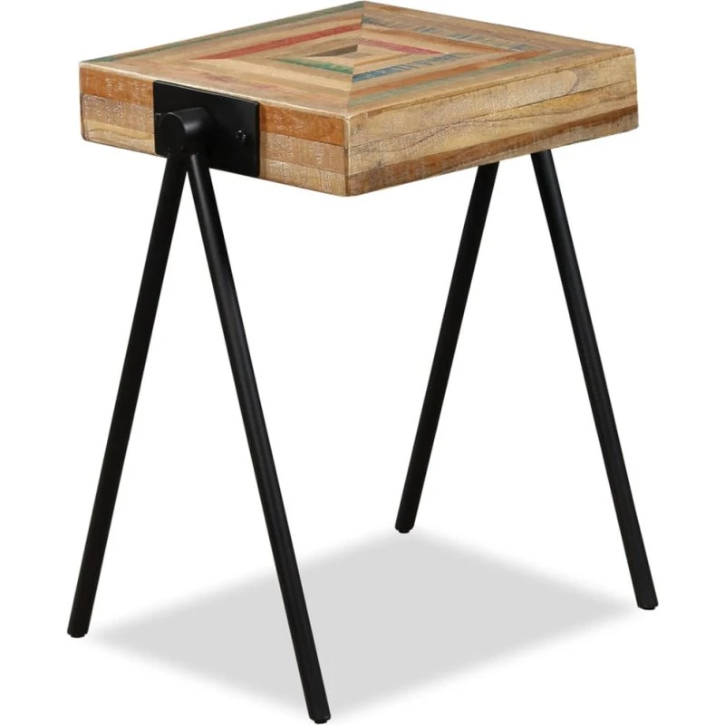 Sidebord i massiv genbrugsteak med stålben