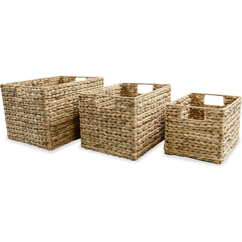 Opbevaringskurvesæt 3 stk. i vandhyacint med metalramme