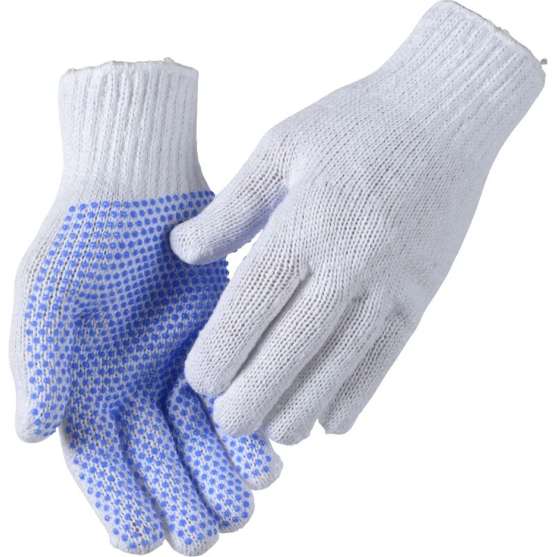 Abena polyesterhandske str. 7 hvid m/PVC-dotter 12 stk