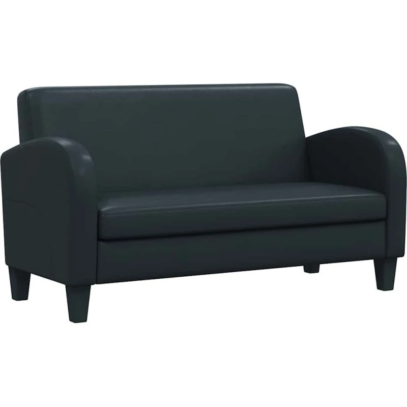 2-personers sofa i sort kunstlæder, træstel (139x70x76 cm)