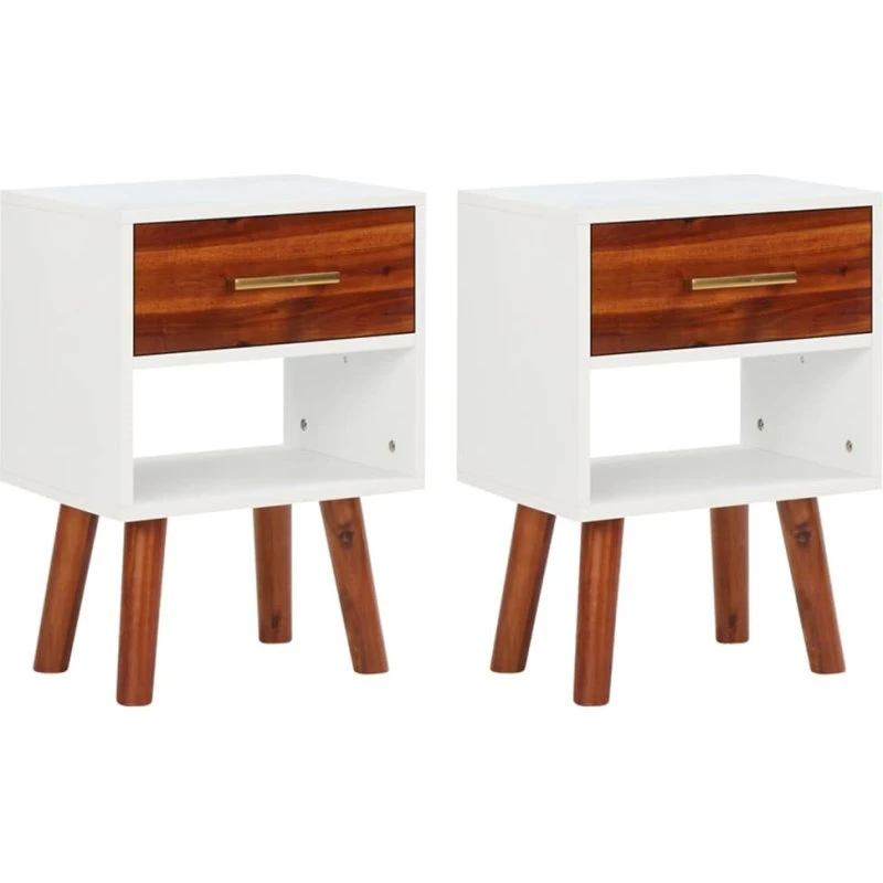 Natborde 2 stk. i massivt akacietræ 40x30x57 cm