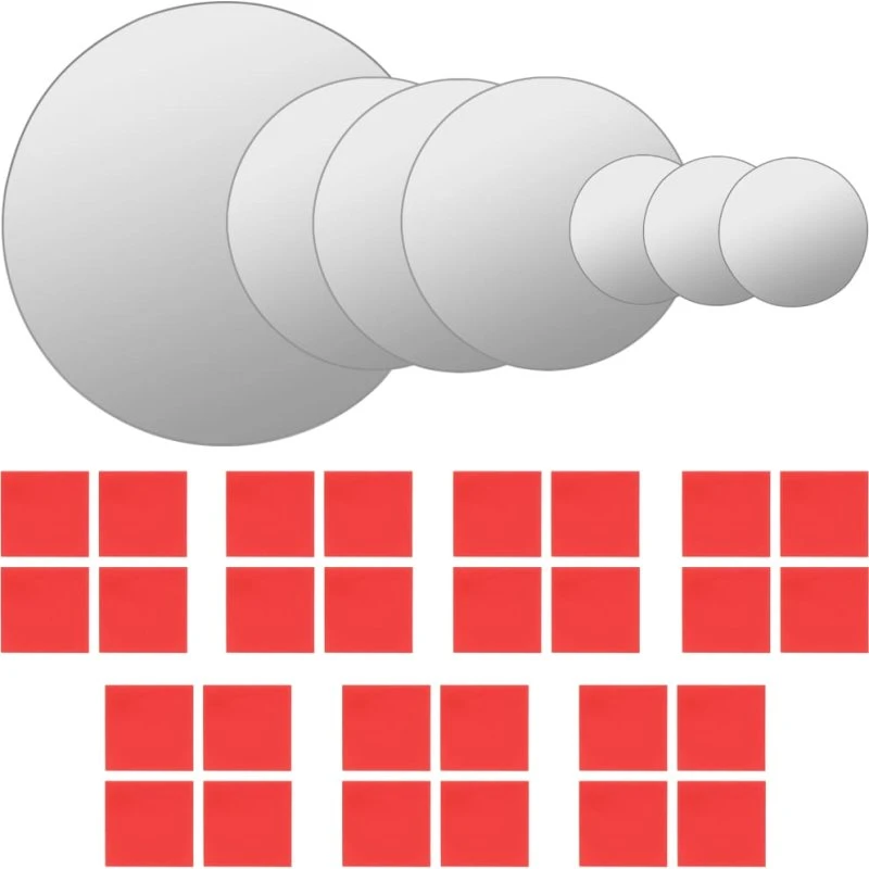 Vægspejlssæt 7 dele - Runde, rammefri spejle