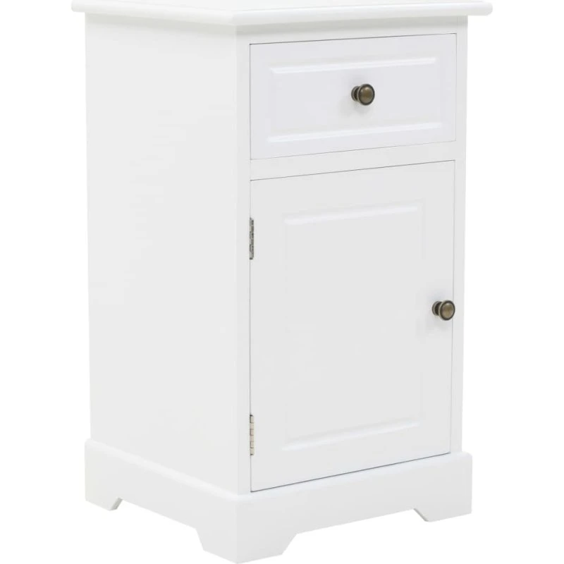 Sengebord 35x32x59 cm i MDF og fyrretræ - hvid