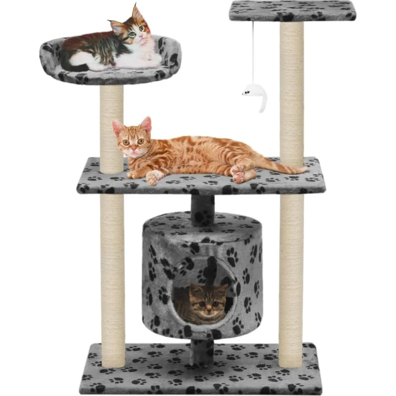 Kradsetræ med sisal 95 cm - grå med poteaftryk