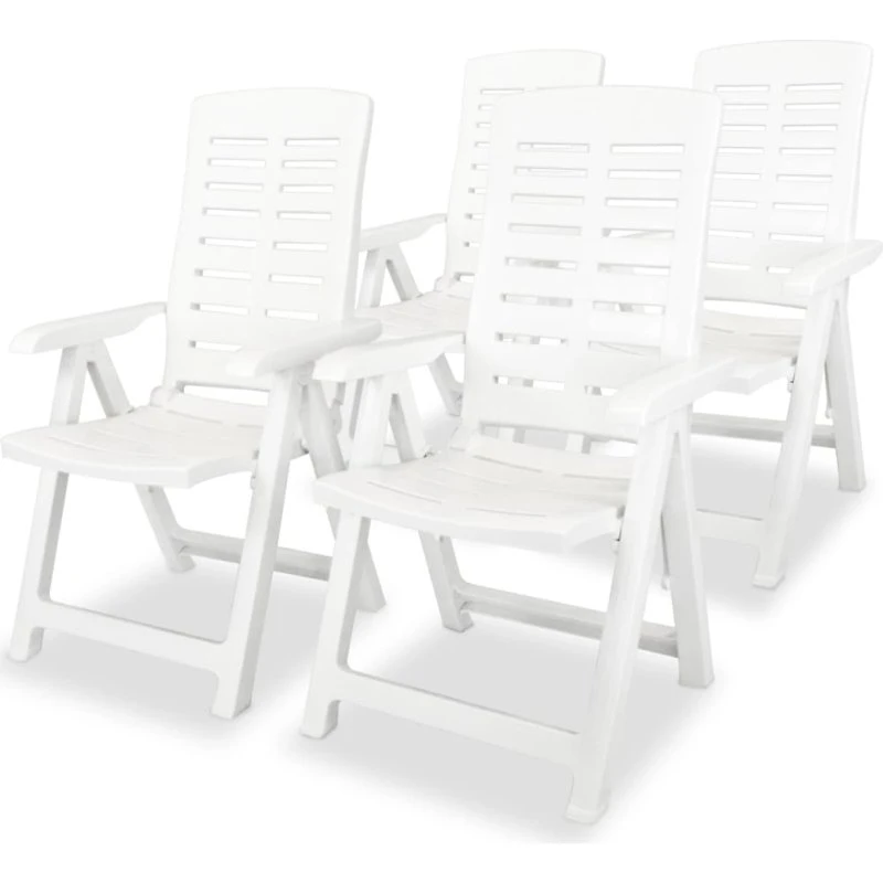 Havelænestole 4 stk. foldbare plastik – hvid
