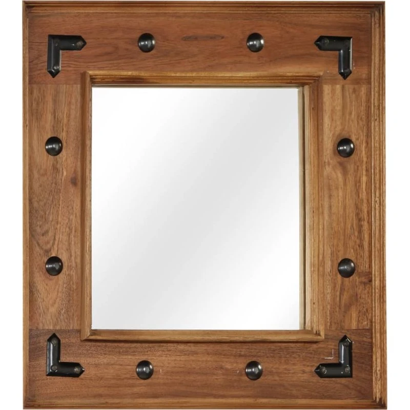 Spejl i massivt akacietræ 50 x 50 cm