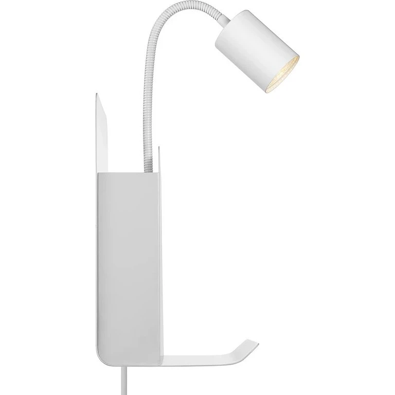 Nordlux Roomi væglampe - Hvid med hylde & USB