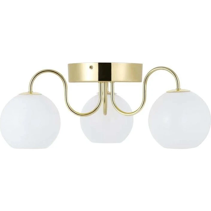 Nordlux Franca loftlampe i messing og mælkehvidt glas